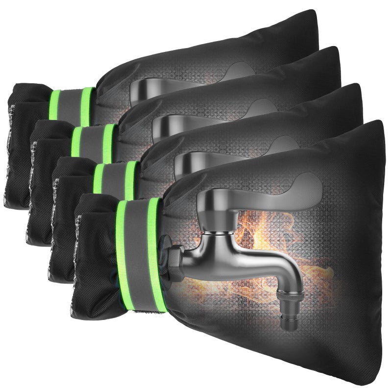 Kanosan Outdoor Faucet Covers for Winter Freeze Protection, Kanosan 8.3""H X 6.7""W Thickened Reflective Outside Spigots Covers Hose Bib Insulated Sock for Winter Cold Weather, 4 Pack Black - Image 1
